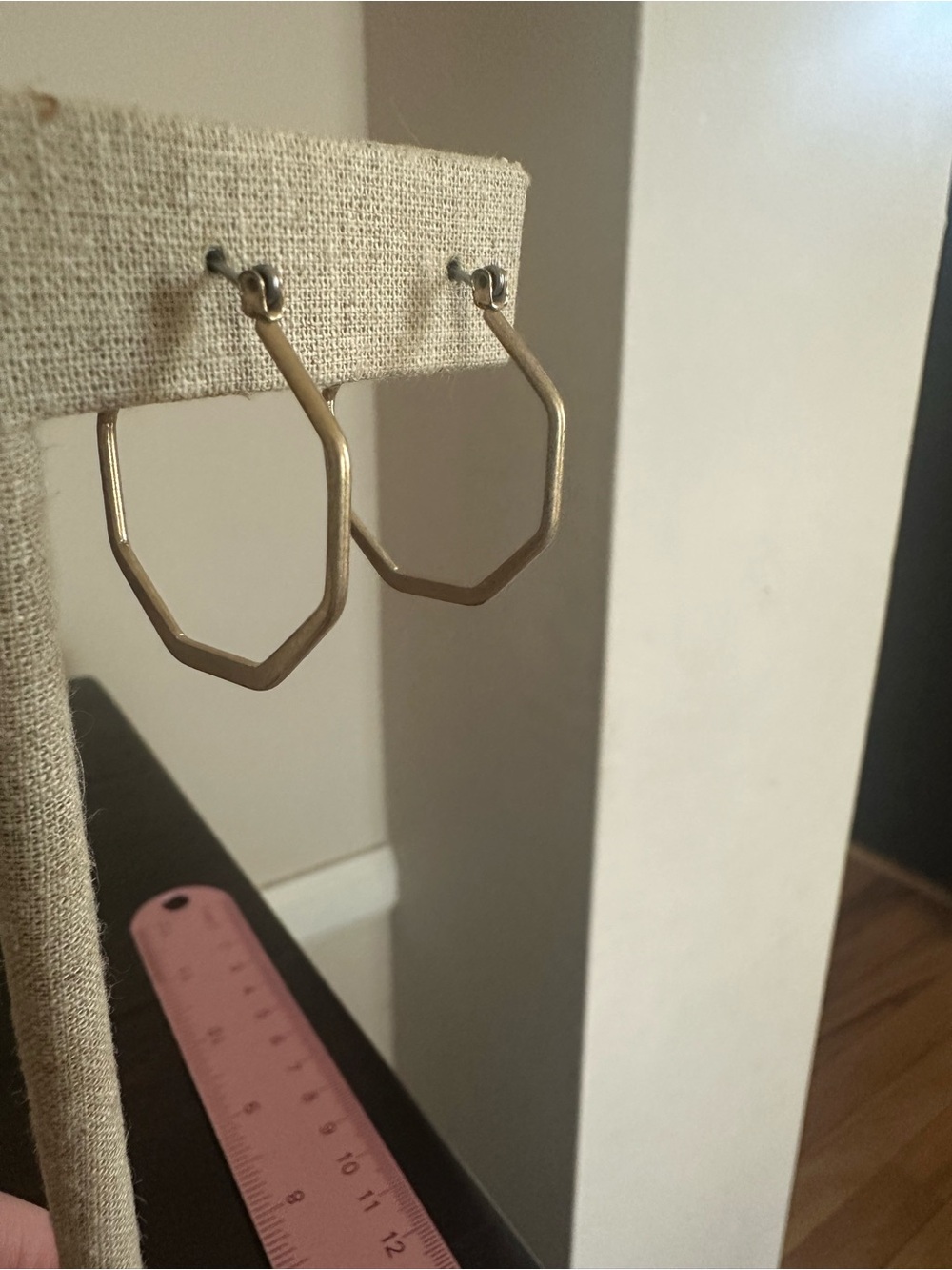 Geometric Gold-Tone Hexagon Hoop Earrings